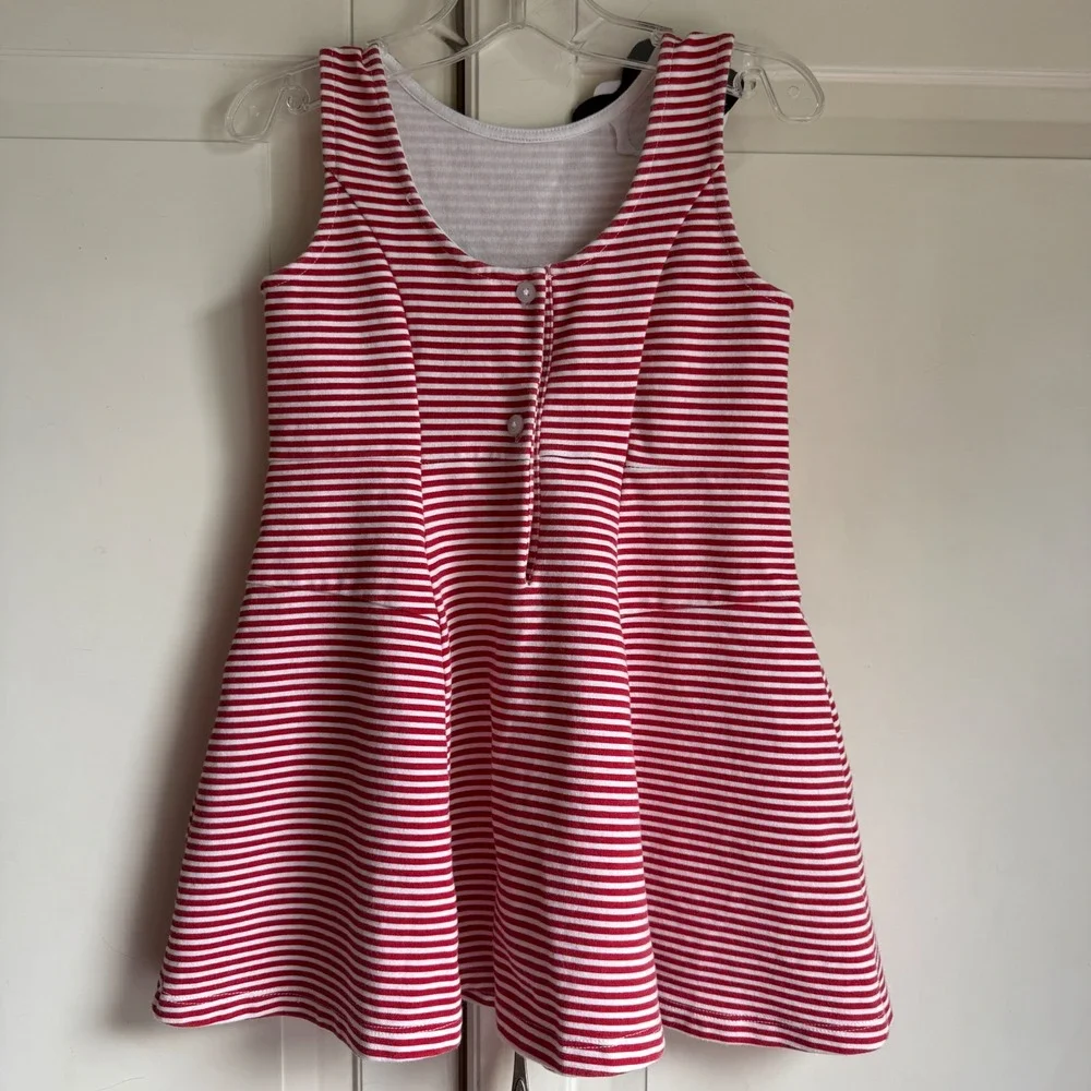 Janie and Jack Striped Dress Fit & Flare Patriotic Flower Red White Girls‎ 3